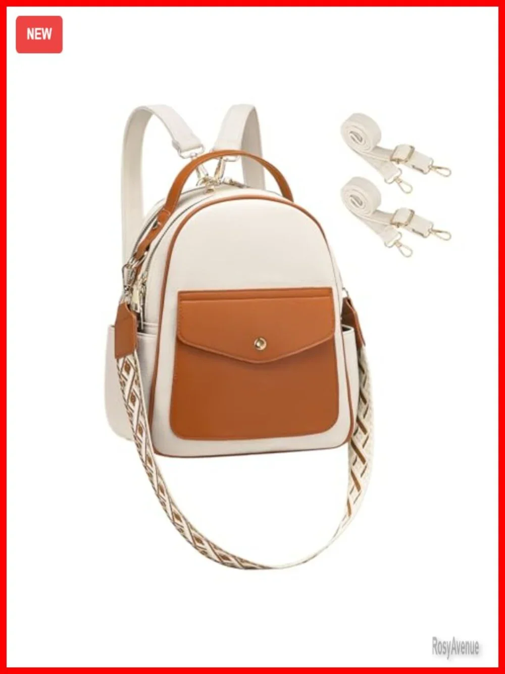 PU Leather Mini Backpack Convertible Shoulder Bag with Replaceable Straps